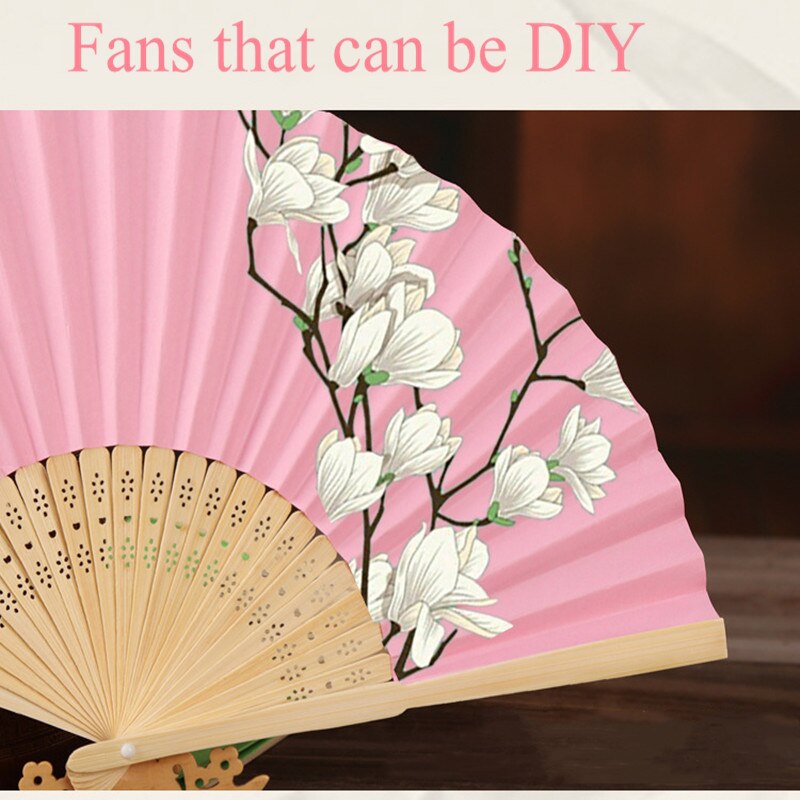 1PC 7 Inch White Paper Fan Empty White Folding Fan Color Children's Painting Fan DIY Hand Painted Pigment Surface Folding Fan