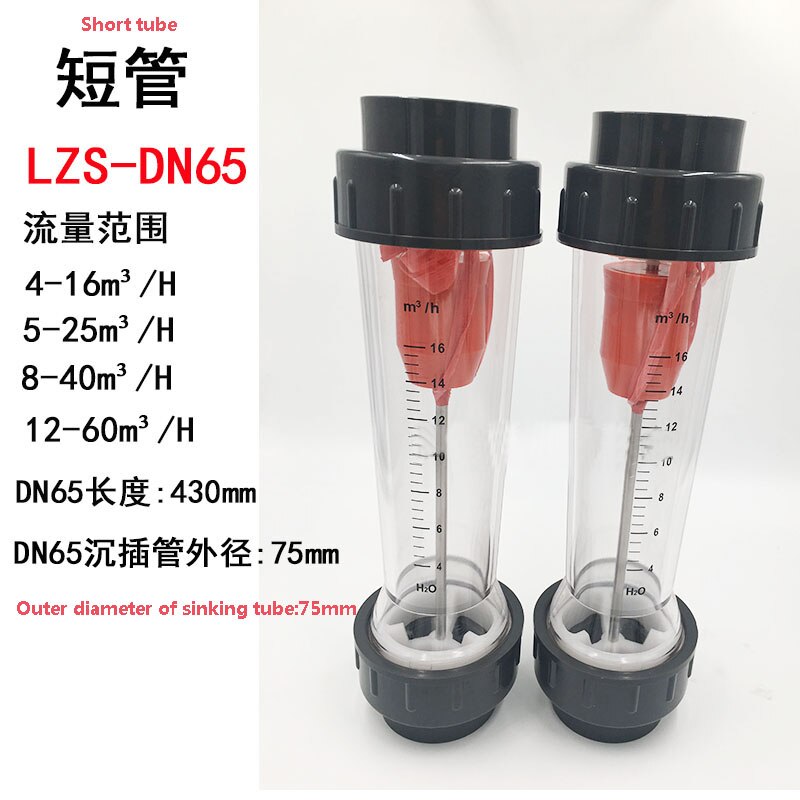 1PC PVC Rotameter LZSDN50/DN65/DN40 Connect Water Flow Meter Liquid Water Straight Plug Pipeline Type Variable Area Flowmeter