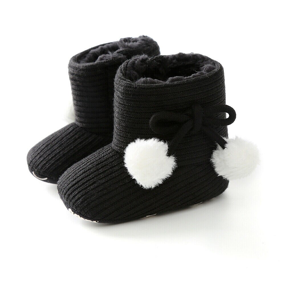 Baby Winter Warme Laarzen Schoenen Meisje Jongens Solid Mode Peuter Eerste Wandelaars Kid Laarzen Schoenen Fuzzy Ballen Kid schoenen 0-18M: D / 13-18 months