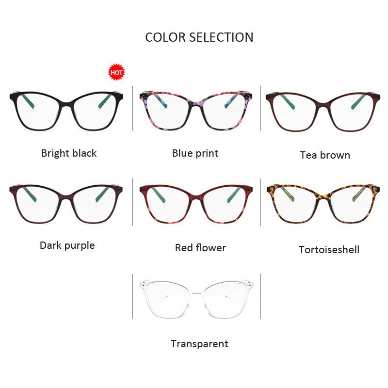 Elbru Cat Eye Glasses Frame Women Retro Flat Glasses Classic Big Frame Glasses Frame Transparent Frame Optical Glasses