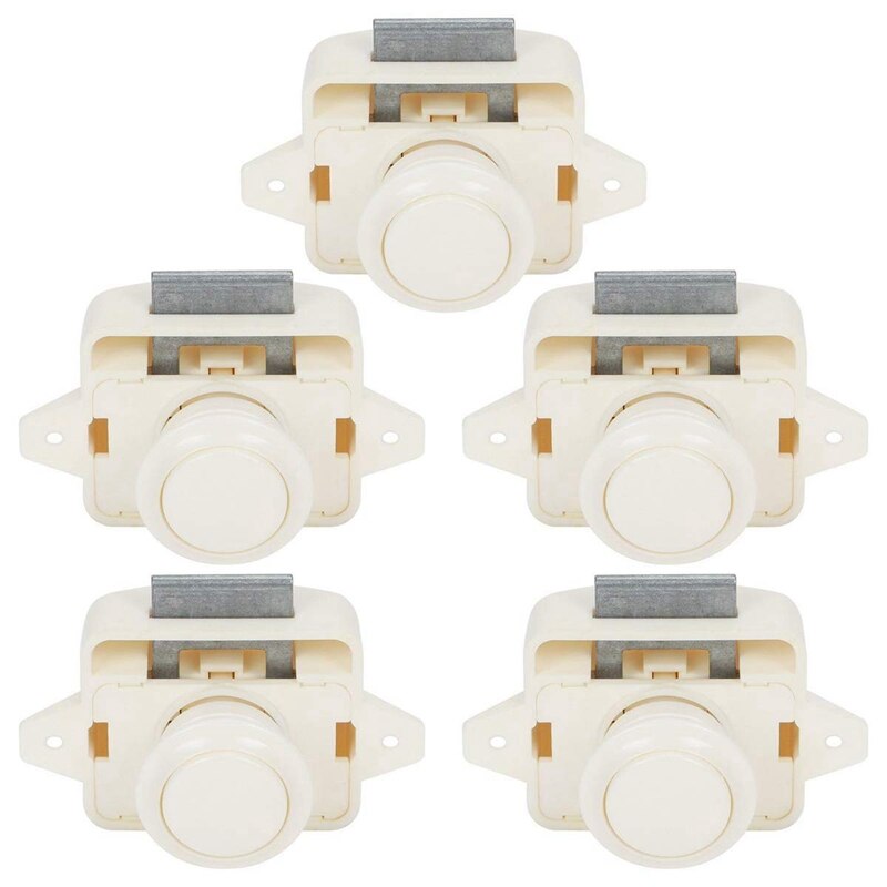 5 PCS Push Button Cabinet Door Catch Lock Caravan Motorhome Camper Latch Cupboard Knob: Default Title