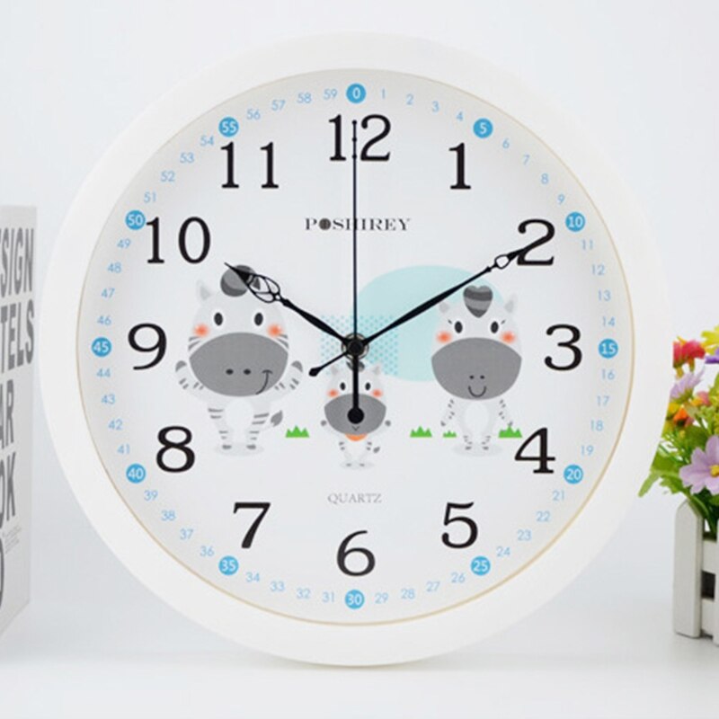 Mute Wall Clock Simple Style Cartoon Milk Cow Pattern Clock Nursery Home Living Room Children's Room Bedroom Decoration