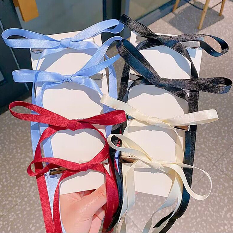 Cinta con lazo para el pelo de colores coreanos, pinzas para el pelo con lazo a la , horquillas con Clip LATERAL, diadema para mujer, accesorios para el cabello: Azul