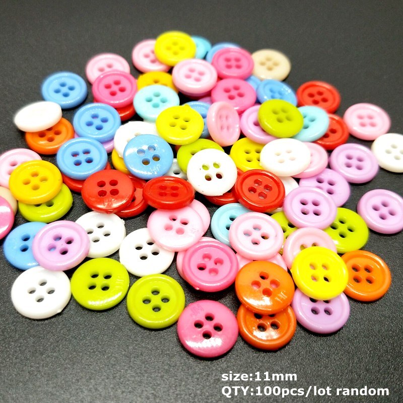 HL 20-100 STUKS Multi Maten Ronde Knoppen Mini Tiny Naaien Gereedschap Scrapbooking Knop Decoratieve Kleding Kleding Accessoires DIY: 11mm 100pcs