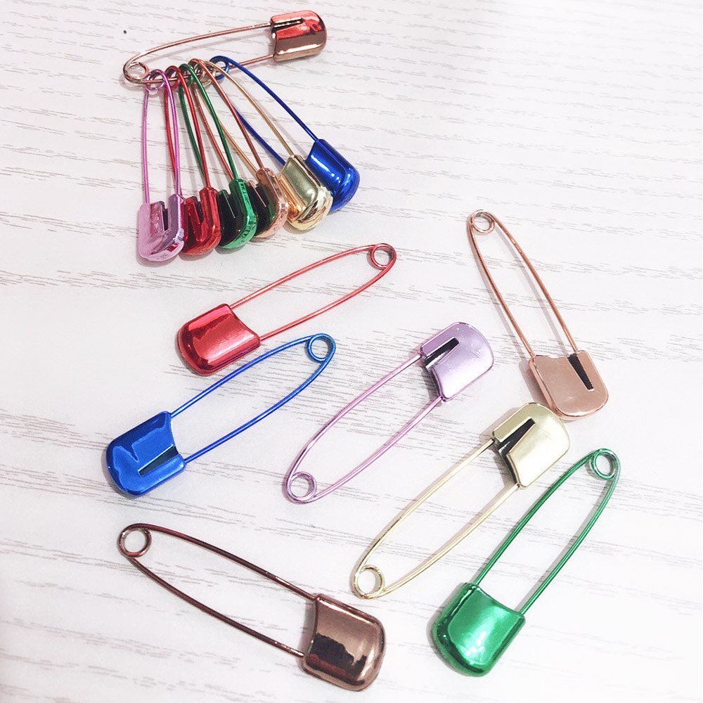 Mix 10pcs Safety Pin Stainless Steel Diaper Nappy Pins Safe Locking Baby Cloth Crafts Safety Pins with Storage Box Sewing Suppl