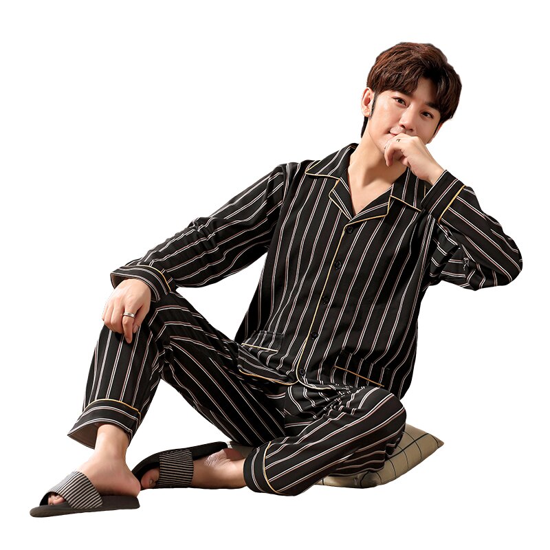 Herre pyjamas herre nattøj bomuld pyjamas efterår pijama hombre herre nattøj gitter nattøj sleep&lounge pyjamas plus str.