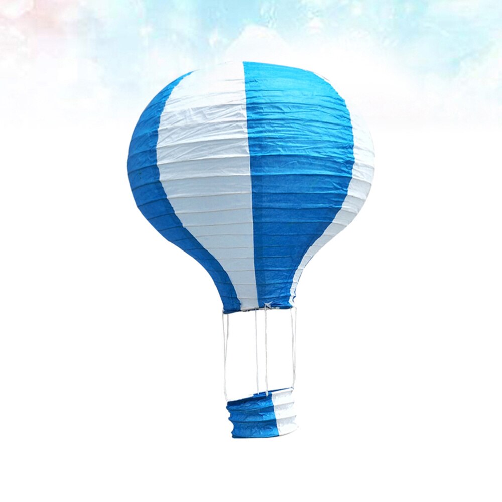 Globo aerostático de papel plegable, Decoración Para farol de , boda, mercado, rayas blancas amarillas, azul claro, 6 uds.: Picture 1