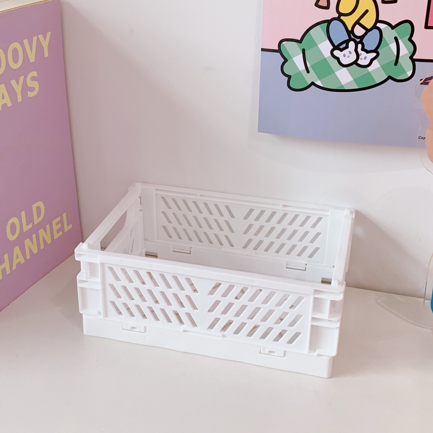 Kawaii Spielzeug Korb Schreibtisch Falten Kasten Lagerung Korb vielfältig Spielzeug Lagerung Kasten Snack Kasten Schlafsaal Lagerung Korb 2022 Neue: Grün