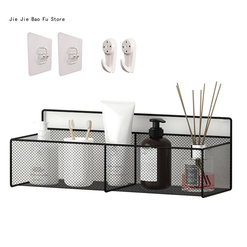 E8BD panier rangement en maille métallique, caddie douche, étagère organisateur pour maison, cuisine, salle: Black