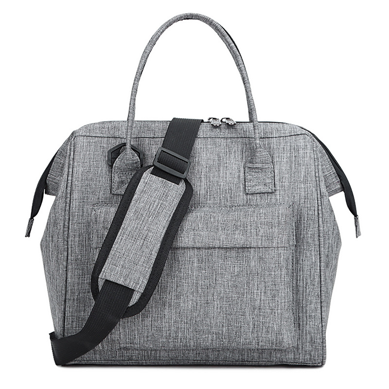 Lonchera de lona grande portátil con aislamiento para alimentos, bolsas de hombro térmicas para Picnic, para mujer, niños, hombres, bolsa de lonchera, bolsa de mano: Gris