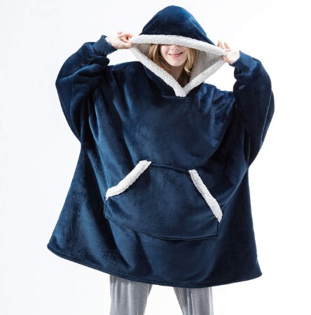 Winter Oversized Hoodie Sweatshirt Women Blanket with Sleeves Giant TV Blanket Sherpa Fleece Hoodies Bathrobe Casaco Feminino: B