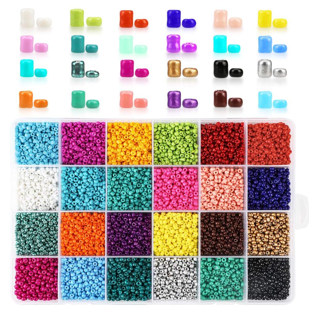 24000 pièces perles de rocaille de verre cuisson peinture Peads teints noyau perles ensemble perles boîte pour bijoux à bricoler soi-même faisant des accessoires