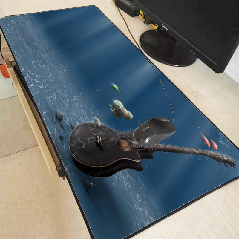 Mrgbest guitarra música grande gamer almofada do mouse grande tapete de borracha superfície mause teclado mesa xxl