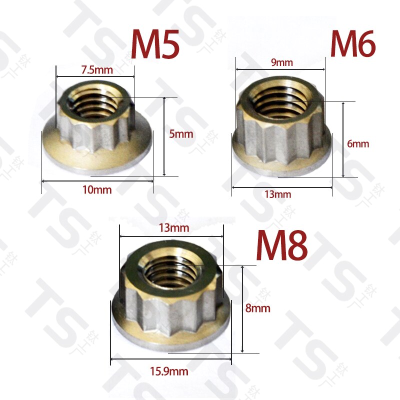 Vis à tête Torx en titane TS M8X15/20/25/30/35/40/45/50/55/60mm, pour moto, pièces de fourche de frein V, fixation en titane (1 pièce)