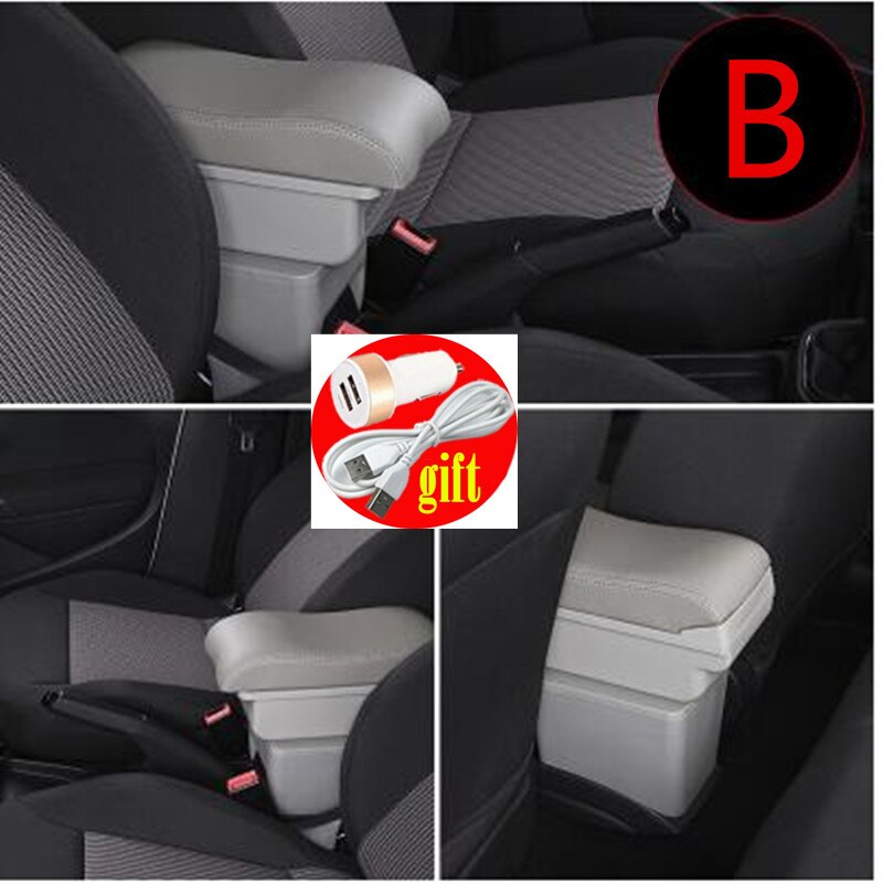 Leather Car Armrest Stroage Box for Chevrolet Spark Interior Parts Center Console Armrest: C black red line