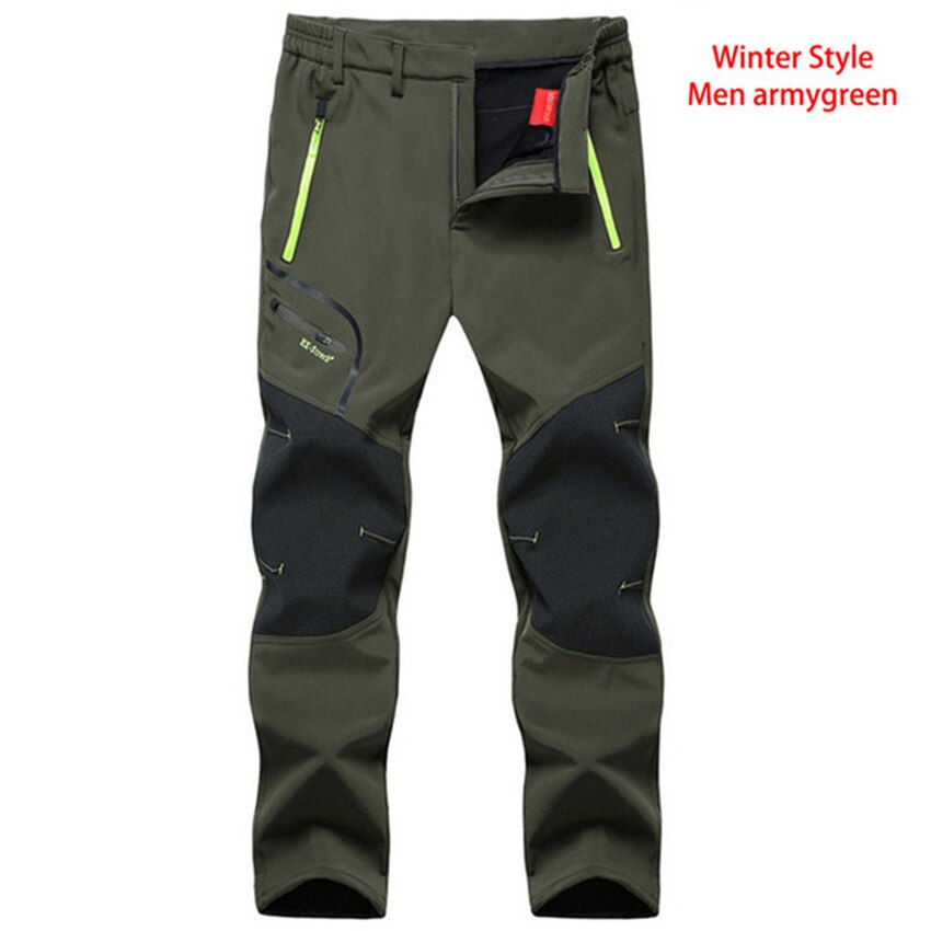 LUTU warm Autumn Winter Softshell Hiking Pants Men Waterproof Outdoor Trousers Sports Camping Trekking cycling ski fleece Pants: men green / Asian Size 5XL