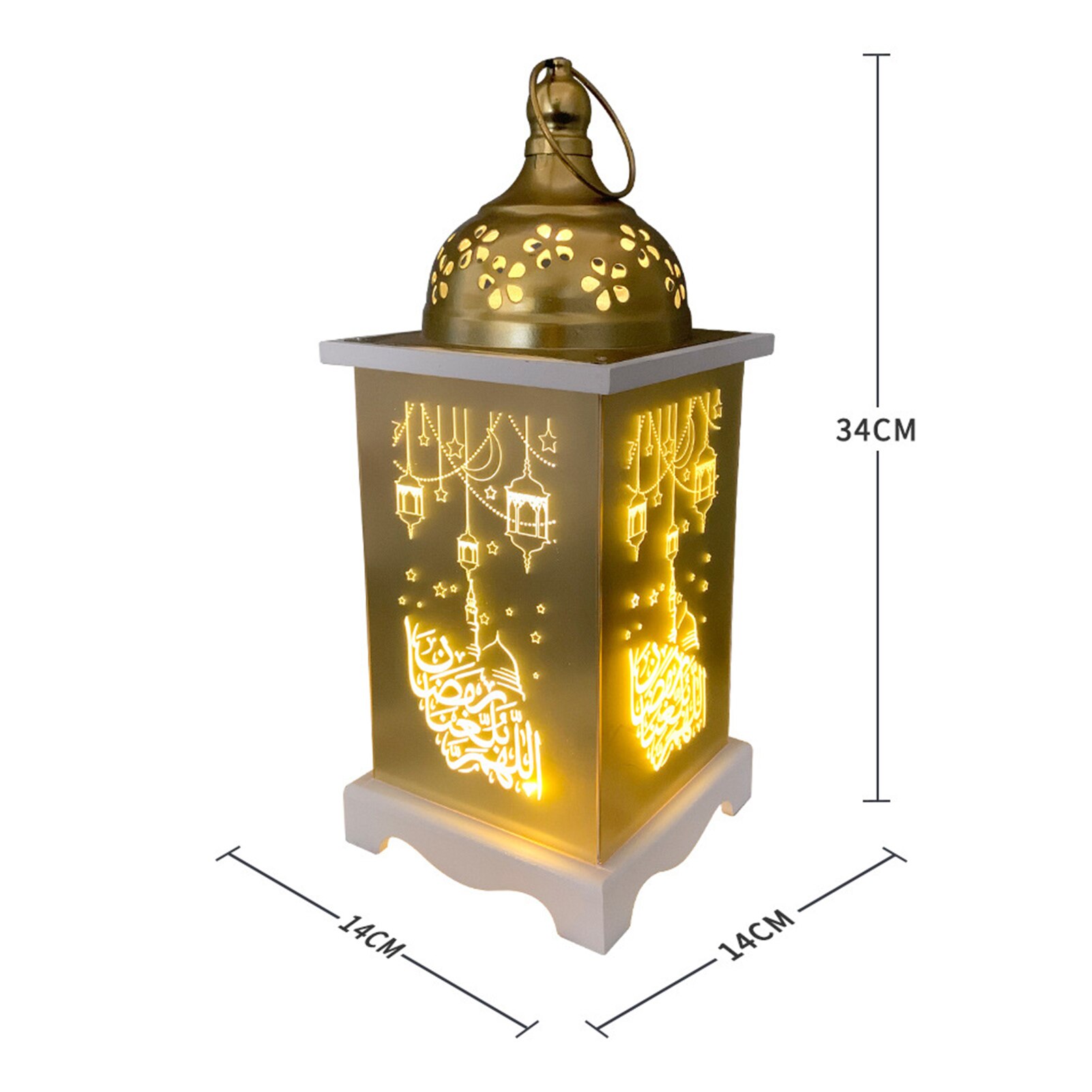 Hout Led Ramadan Lantaarn Moslim Ramadan Eid Al-Fitr Lantaarn Spot Decoratie Festival Handwerk Ornamenten Christian Ark Ornament