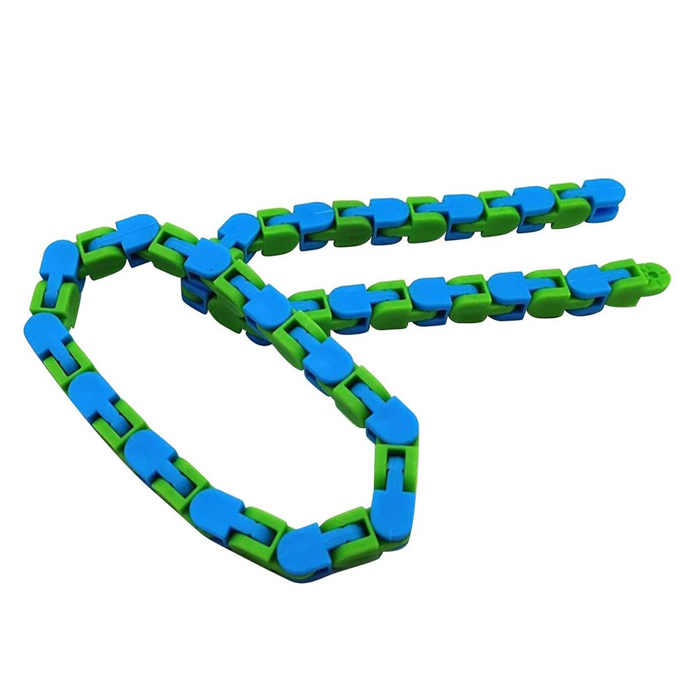 Bicycle Chain Track Stress Relief Toy Colorful Puzzle Sensory Fidget Toys Stress Relief Rotate and Shape Finger: blue green