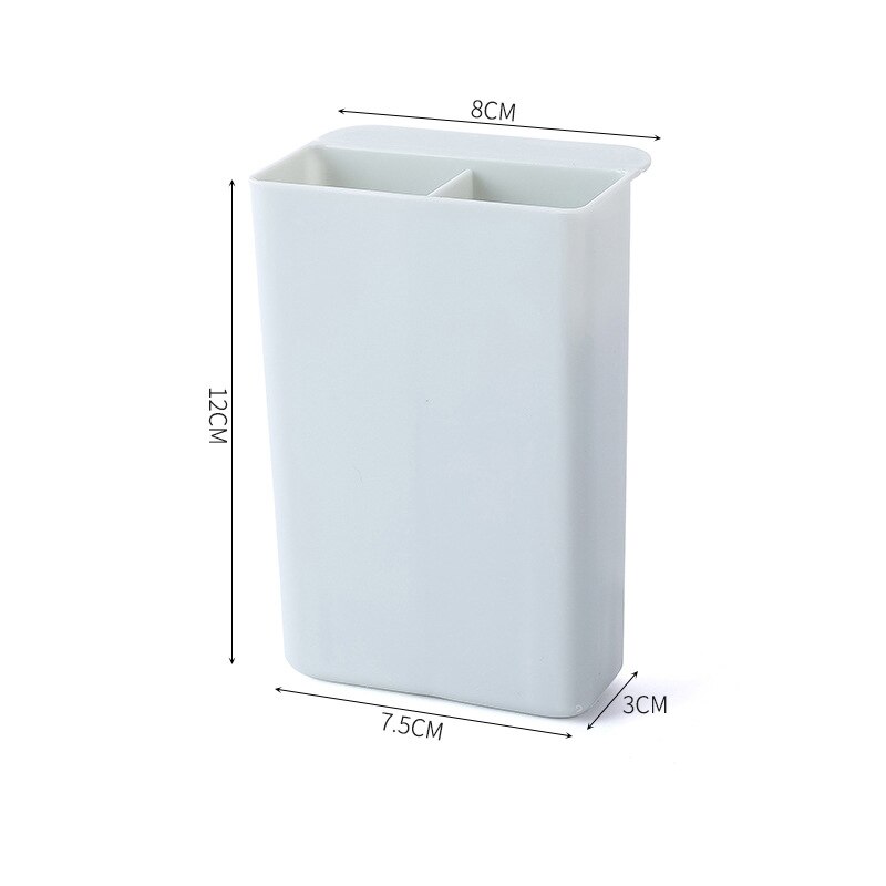 2/4 Grid Desktop Pen Holder Pasteable Hanging Storage Case Office School Plastic Box Desk Pen Pencil Makeup Brush Organizer: A grey