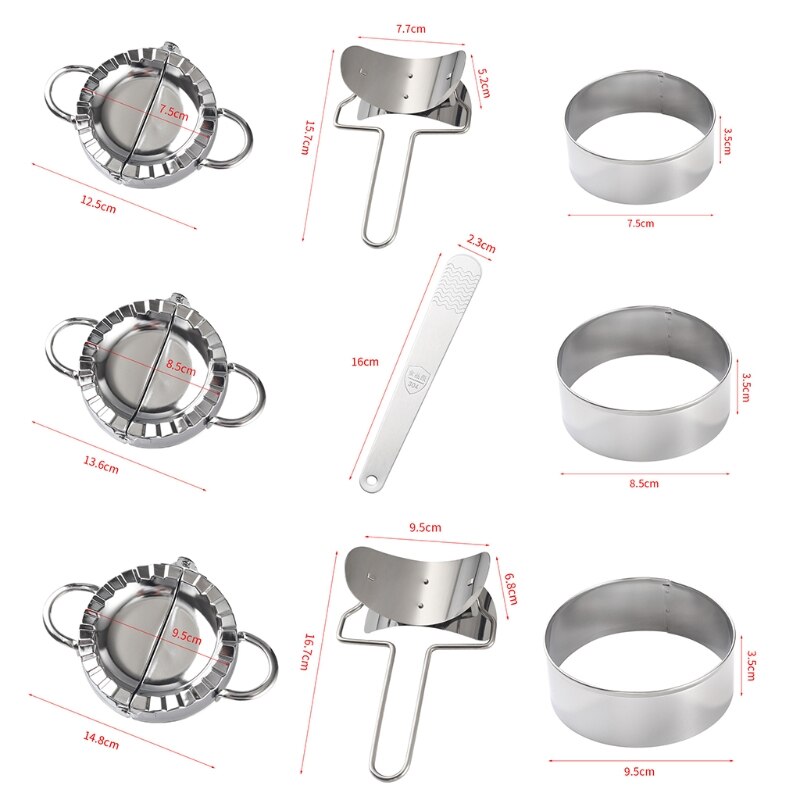 Stainless Steel Dumpling Maker 3 Pcs Small Medium and Large Dumpling Mold Dough Press Cutter Wrapper Pie Crimper Pastry Tools Ra: 4