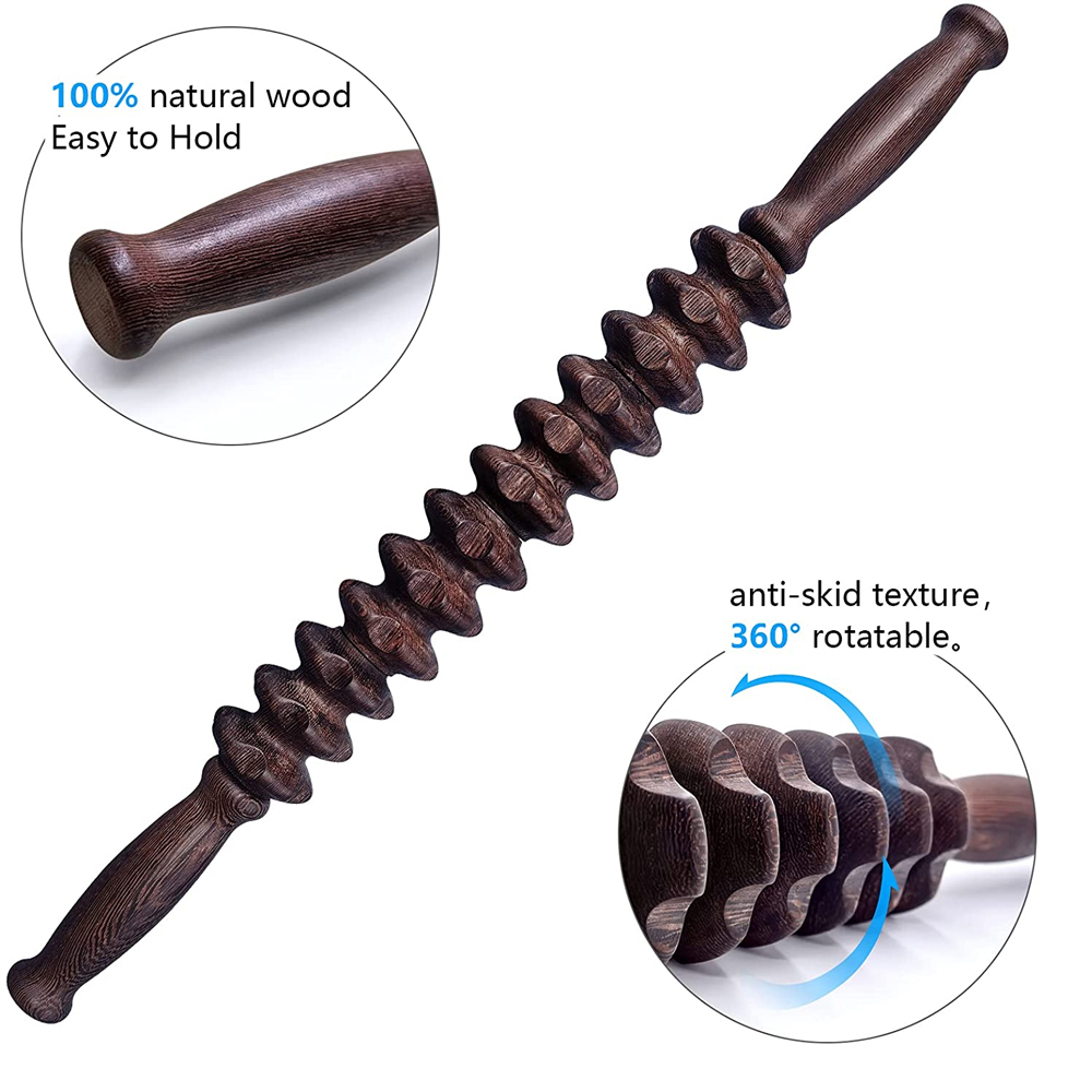 Manuelles Massagegerät aus Holz, Handroller, Triggerpunkt-Massagestab für Faszien, Cellulite, Muskeln und Bauch, Körpertherapie-Massagegerät