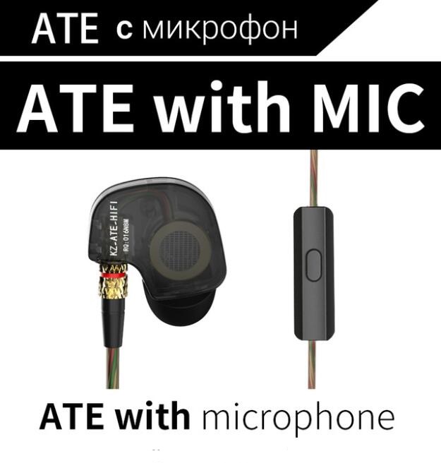 Kz ate atr edr 1 kobber driver hifi sport in ear sports øretelefon til løb med mikrofon