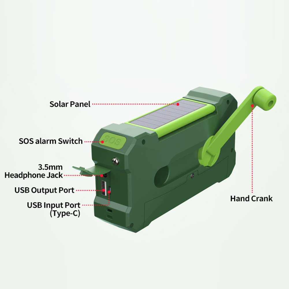 10000mAh wielofunkcyjne Radio korba ręczna Solar USB do ładowania FM AM WB NOAA światła awaryjne LED latarka latarka