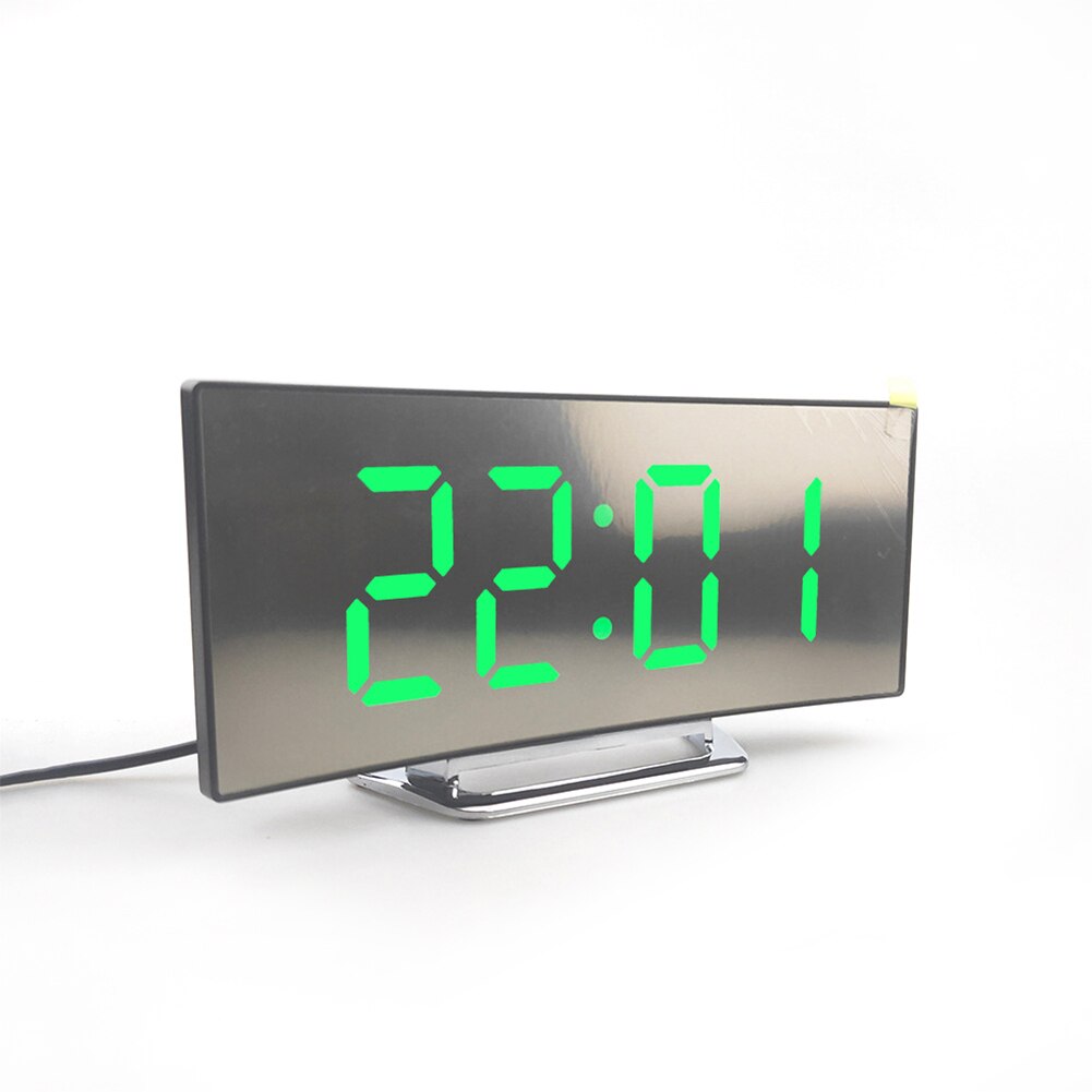 Bedroom Large Number Digital Alarm Clock Curved Dimmable LED Screen for Kids