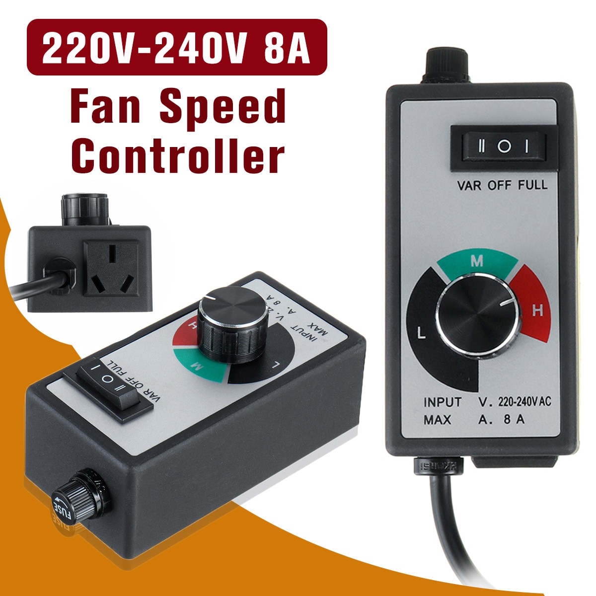 220V-240V 1800W Variable Speed Controller For Fan Router Speed Control 3 Settings Electrical Equipment