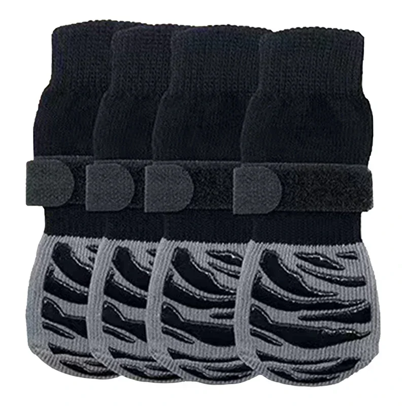 4 unids/set calcetines antideslizantes para perros 4 Uds Protector de pata Control de tracción ropa interior ajustable tejida con refuerzo de goma: M / Lavanda