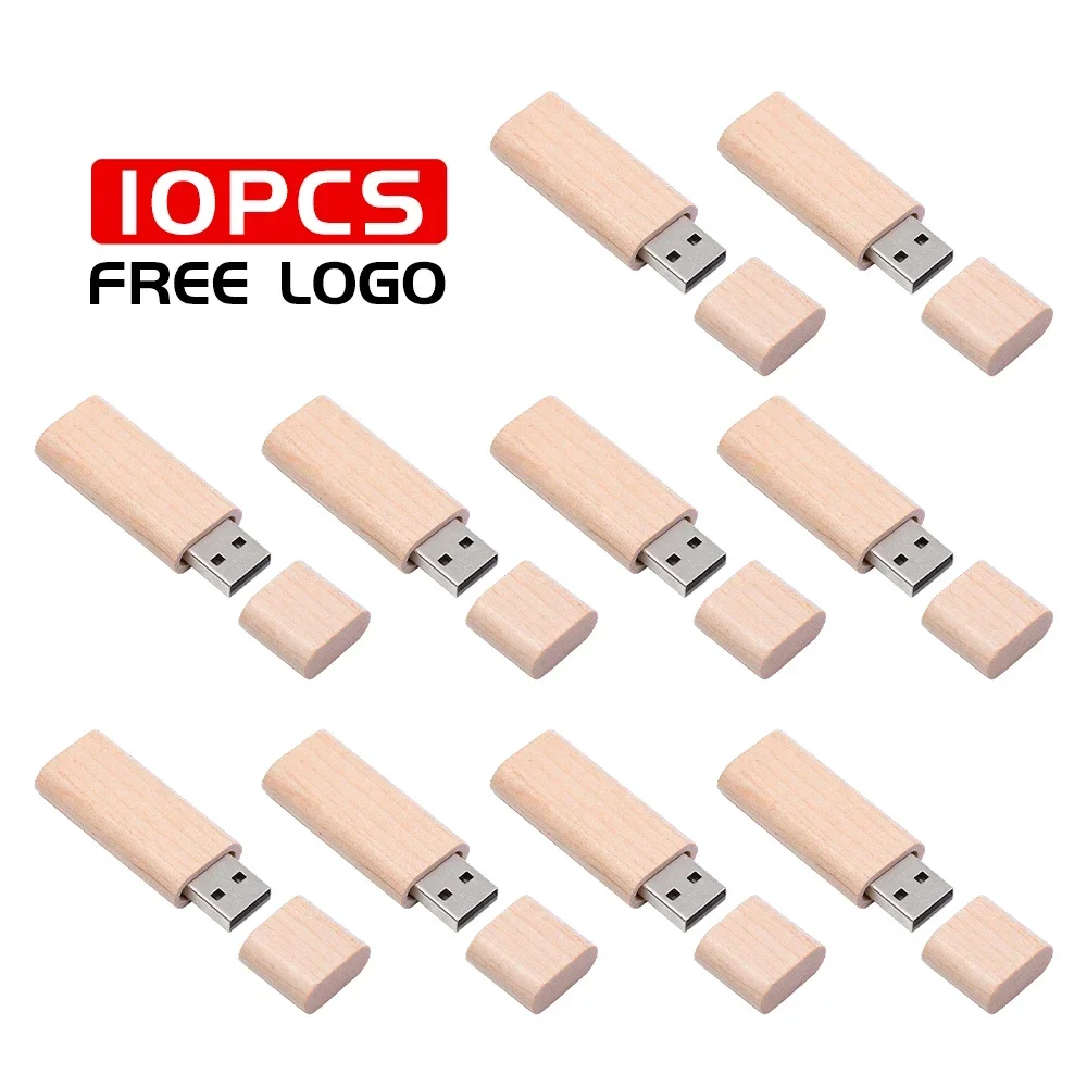 10 TEILE/LOS USB 2.0 Flash Laufwerke 128 GB Holz Pen stick 16 GB 32 GB mit Box Memory stick 16 GB Hochzeitsgeschenk U disk Kostenloses individuelles logo: WHITE / 64GB
