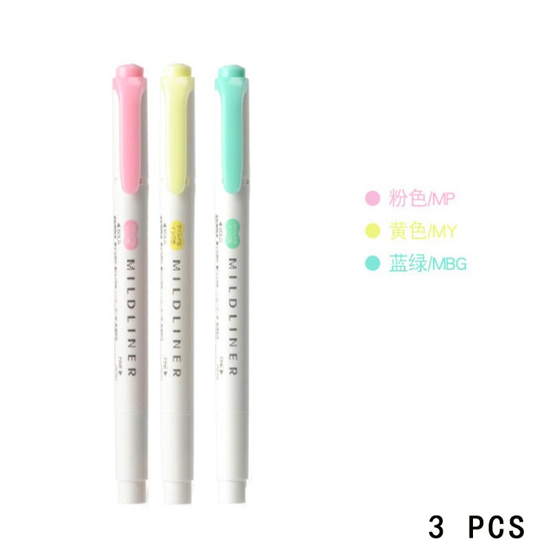 Mildliner-Set de rotuladores de doble punta, artículo de papelería japonesa, marcador para dibujar con colores, bolígrafos para la escuela, suministros para la oficina, 5 unidades por juego: 3ps