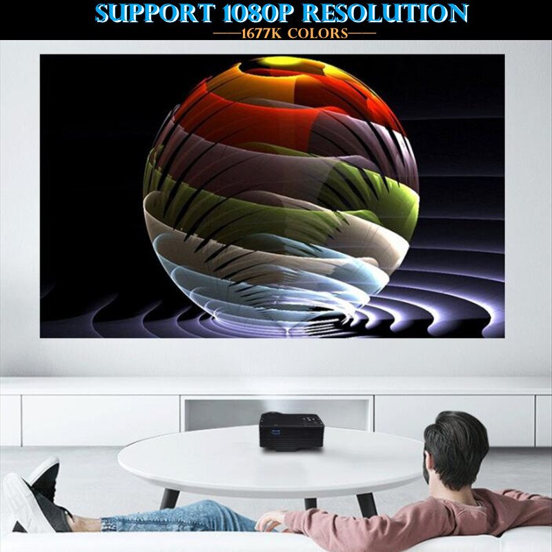 H80 LED Mini Projector 320x240PPI Support 1080P HD HDMI-Compatible USB Audio Portable Home Theater Media Video Player 50-100inch