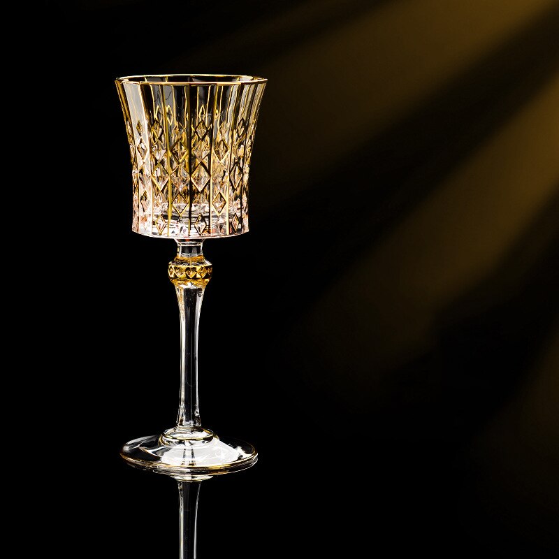 Gold Luxury Wine Glass Wine Champagne Goblet European Style Exquisite Household Bar Crystal Whiskey Glasses Hand Blown Cups