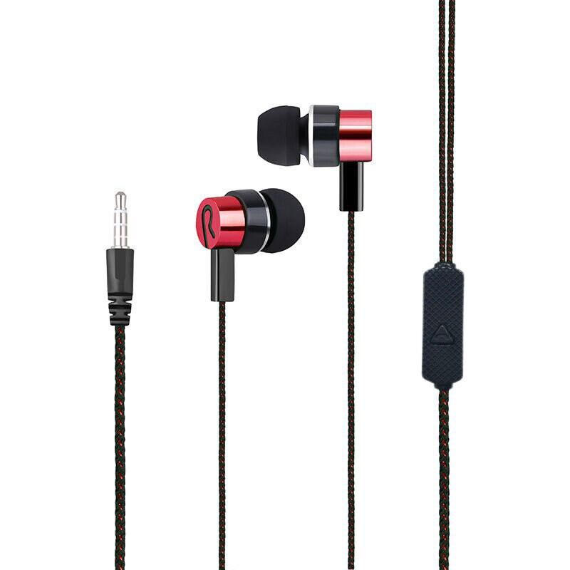 Bedrade Koptelefoon 3.5Mm In-Ear Stereo Oordopjes Ingebouwde Microfoon Mobiele Telefoon Gaming Headset Voor Iphone Voor samsung Xiaomi Huawei: Red