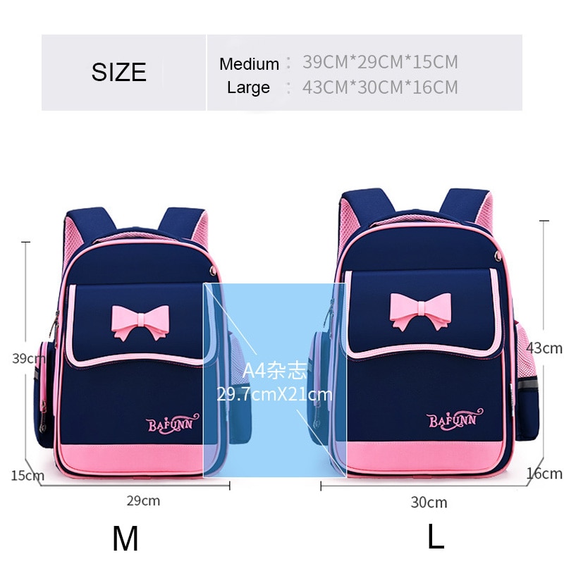 Rugzak voor basisschoolmeisjes, waterdicht, roze oxford-stof, schooltas voor kinderen, rugzak voor meisjes, schattige strik voor kinderen