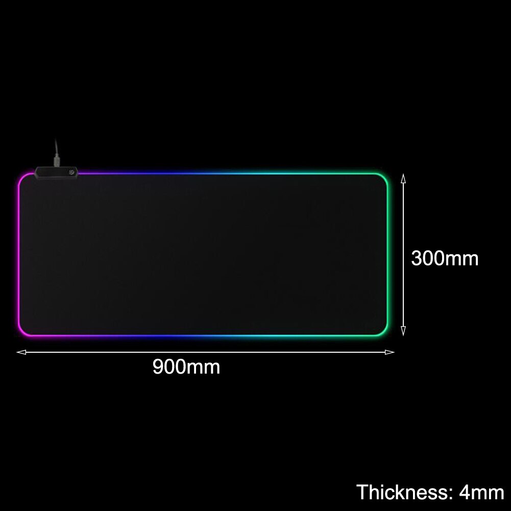 RGB Led Lighting Gaming Mouse Pad Mousepad 90x40cm Large Size Rubber Mice Mat Anti-slip Locking Edge Mouse Mat: 900x300x4mm