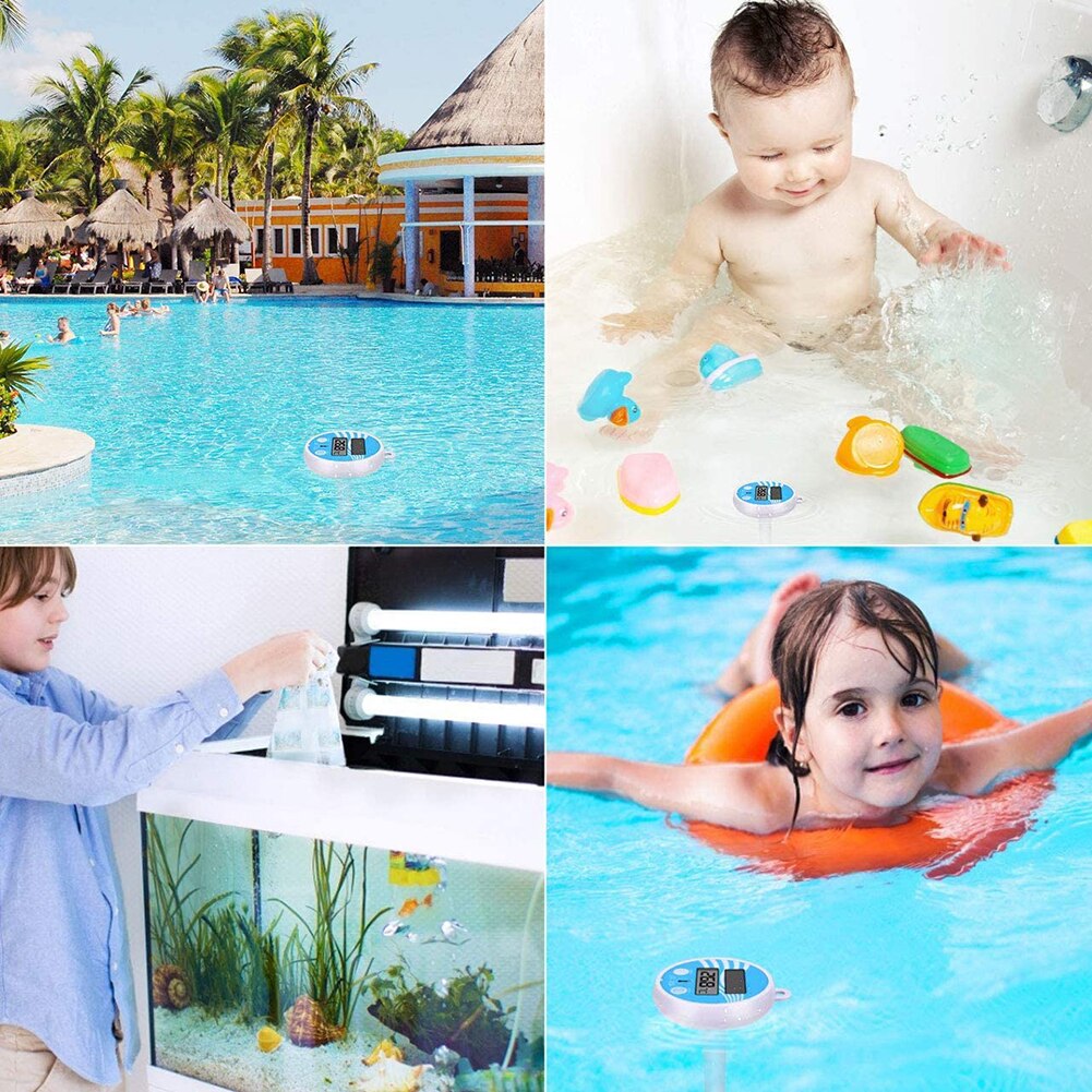 Floating Solar Pool Thermometer Waterproof Digital LCD Display Spa Thermometer for Outdoor Indoor Pools Spas Tubs Ponds