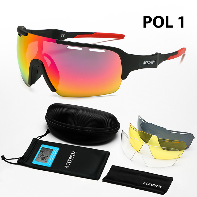 Mannen Vrouwen Gepolariseerde Fietsen Bril UV400 Fietsen Goggle TR90 Fietsen Brillen Outdoor Sport Fietsen Zonnebril 4 Lens: PO1