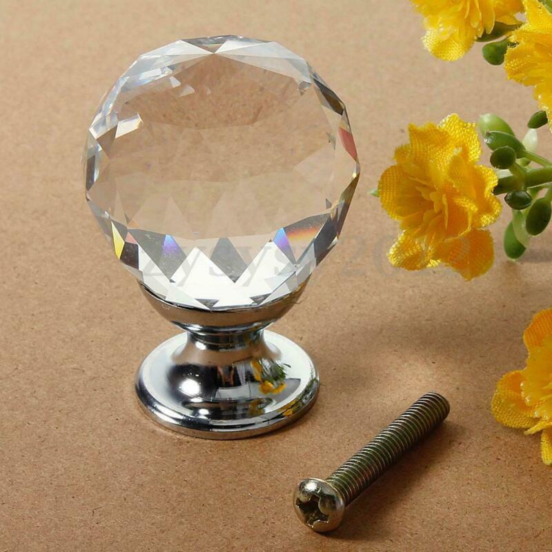 Rund 30mm diamant kristall glasdörr lådskåp garderob draghandtag rattar möbelhandtag