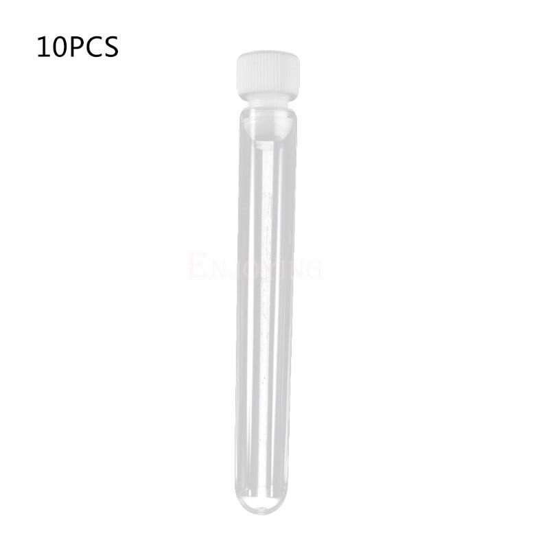 10Pcs/Pack 15x100mm Transparent Plastic Test Tubes Lab Test Tool With Screw Cap Test Tube