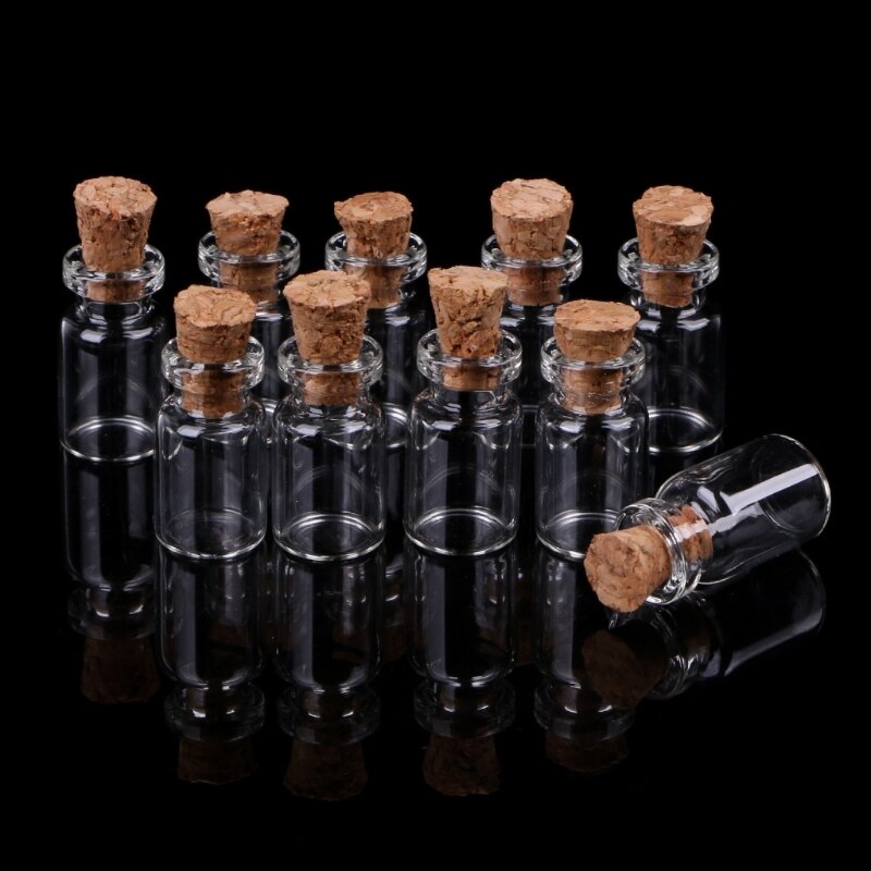 10 Stuks Mini Glazen Wens Fles Flesje Met Kurk Opslag Hanger 0.5/1/2/20Ml voor Bruiloft Home Decoratie