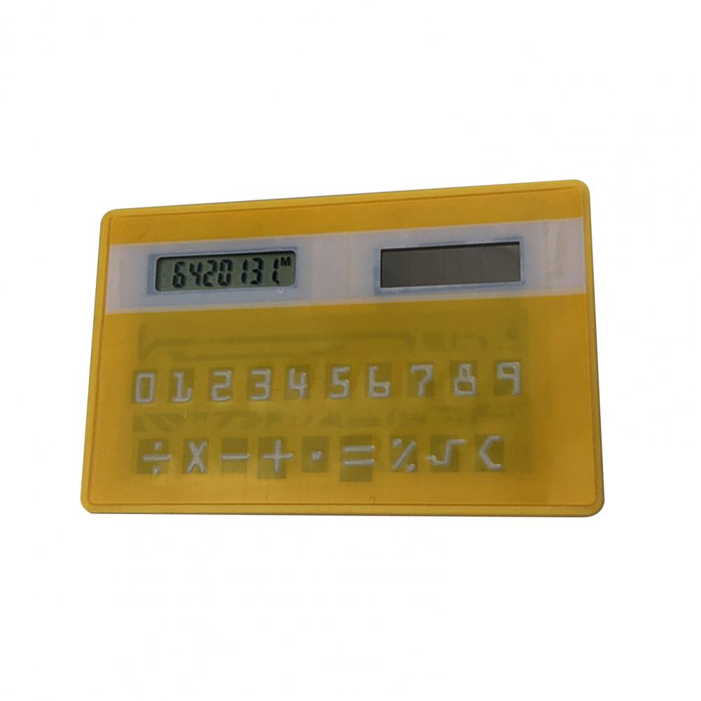 Handheld 8 Cijfers Elektronische Rekenmachine Card Type Zonne-energie Zakrekenmachine Student Elektrische Mini Rekenmachine Калькулятор: Yellow