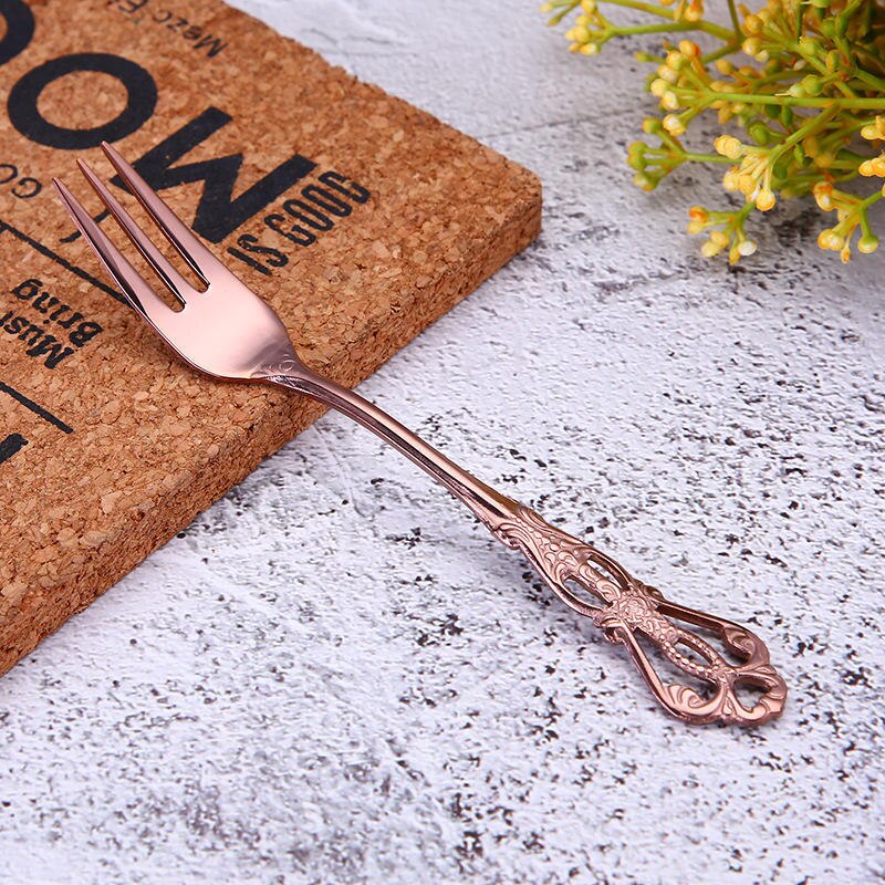 Vacclo 1pc Stirring Coffee Spoon 304 Stainless Steel Cutlery Round Square Shaped Vintage Dessert Spoon Fork Kitchen Accessories: RG4