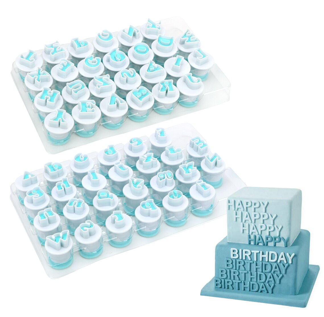 26/10 Pcs/Set Plastic Zuiger Cookie Chocolade Cutter Bakvorm Nummers Bovenste &amp; Kleine Letters Alfabet Fondant Cake Decoratie
