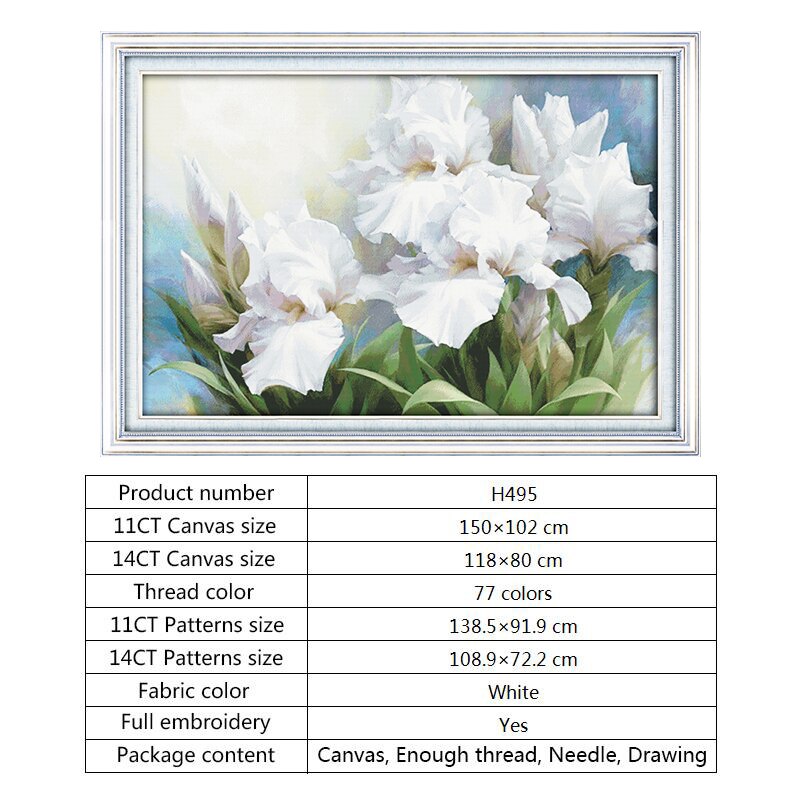 Iris kinesiske korssting broderi blomster 14ct talte tryk på lærred 11ct stof til broderi kit dmc gør-det-selv håndarbejde kits