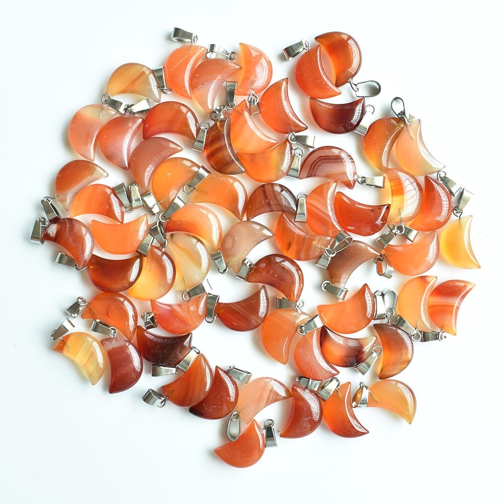 assorted natural stone crescent moon shape charms pendants for DIY jewelry making 24pcs/lot free