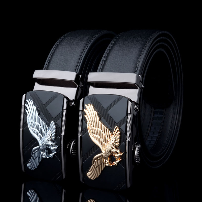belts for Men Eagle Metal Automatic Buckle Split Leather Waist belt for luxury cowhide men's belt Novelty 3.5cm
