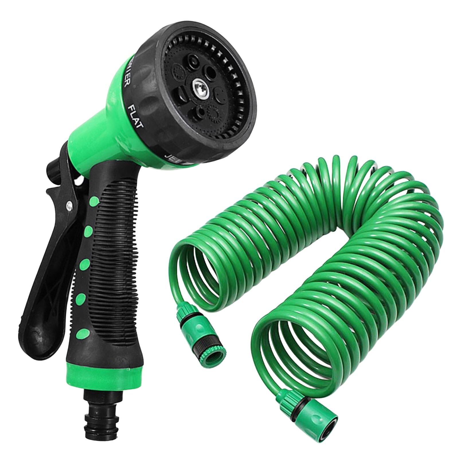 Recoil Garden Hose with Nozzle 7 Spray Patterns High Pressure Car Washer Jet/ Fan/ Mist Hand Sprayer Sprinkler with Connectors