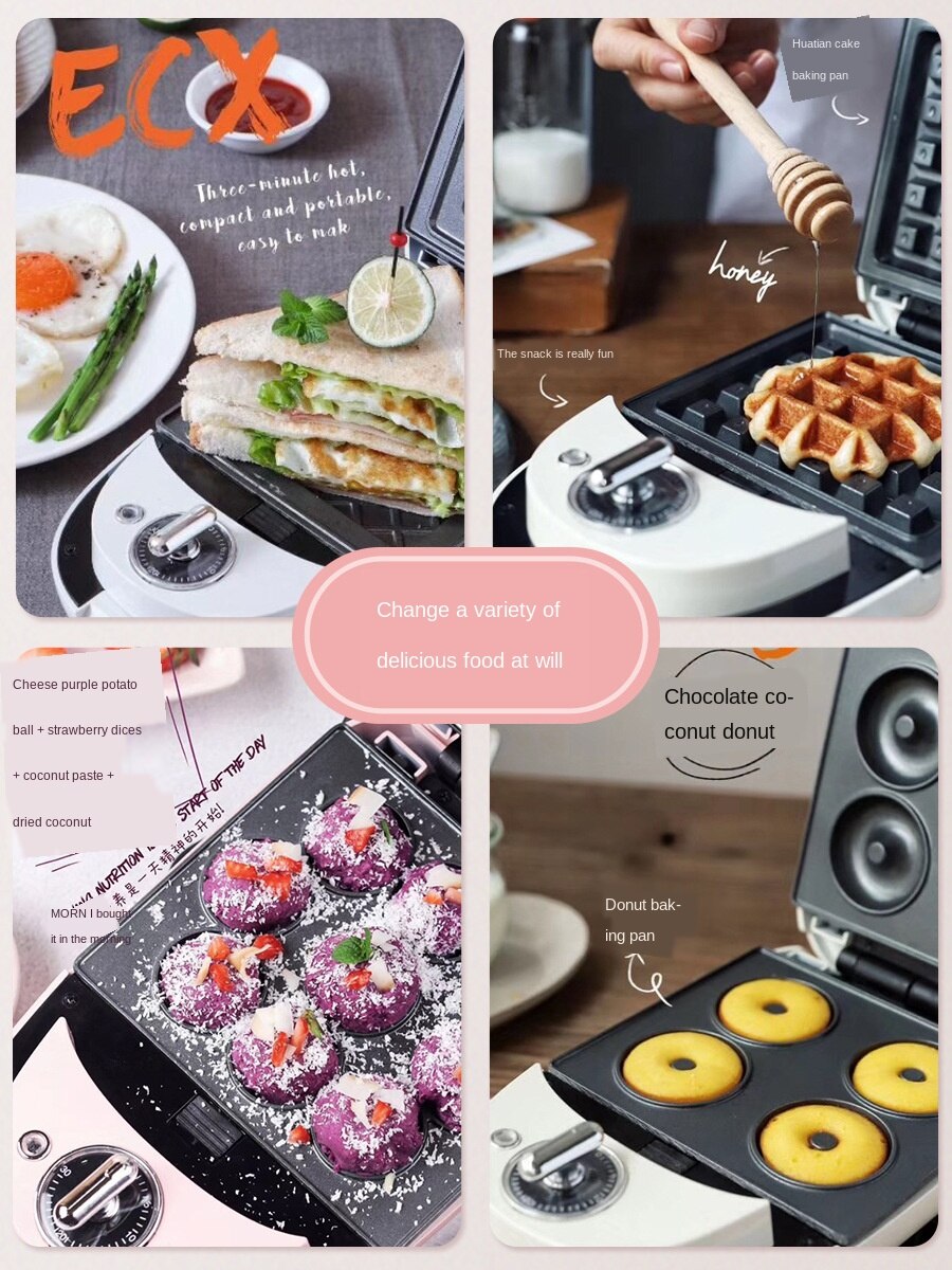 Sandwich Machine Light Breakfast Machine Multi-Function Fully Automatic Machine Household Double Side Heating Mini Bread Maker